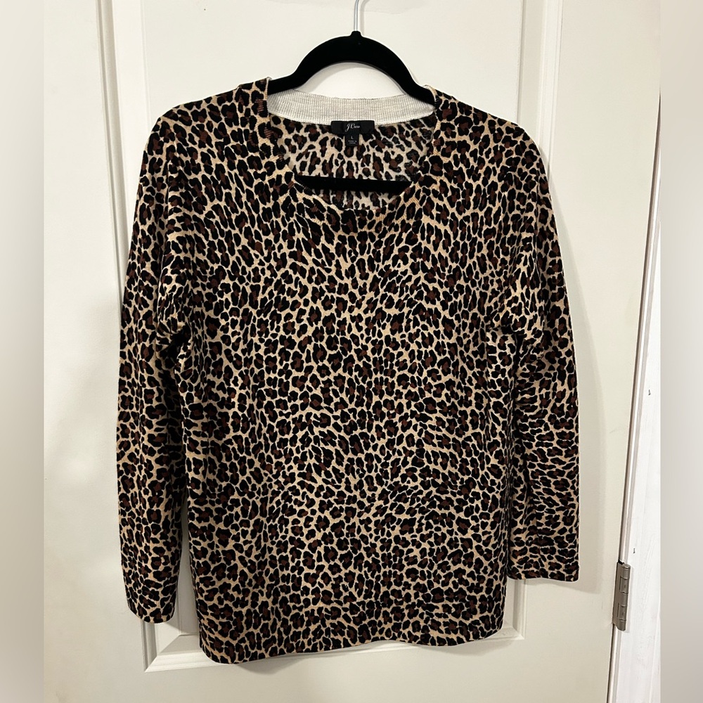 J. Crew Leopard print merino wool sweater